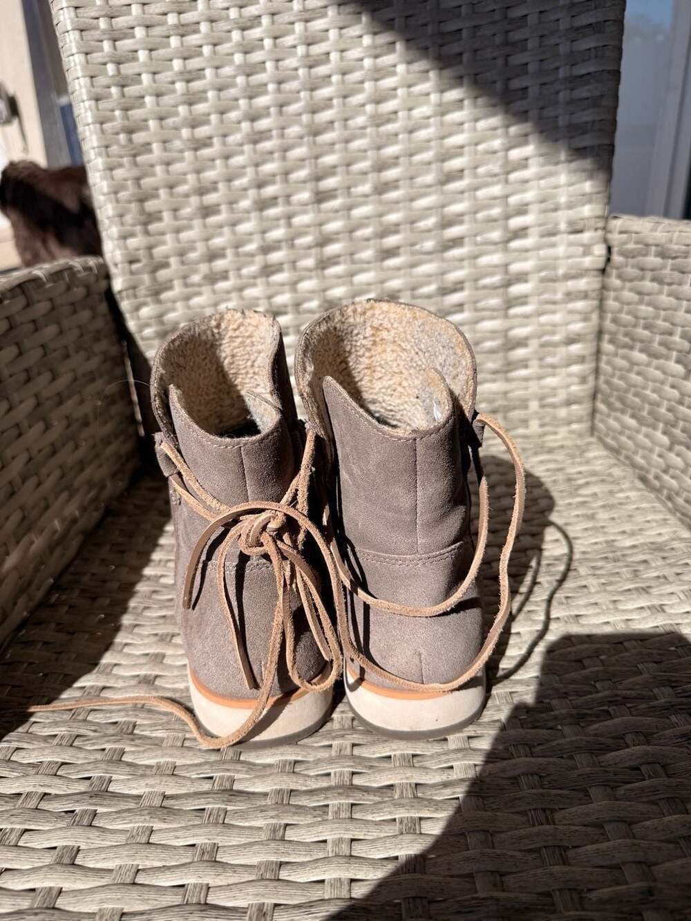 Merrell Juno Mid Waterproof Suede Boots, Women's Size 8 — Taupe Brown - Picture 3 of 5
